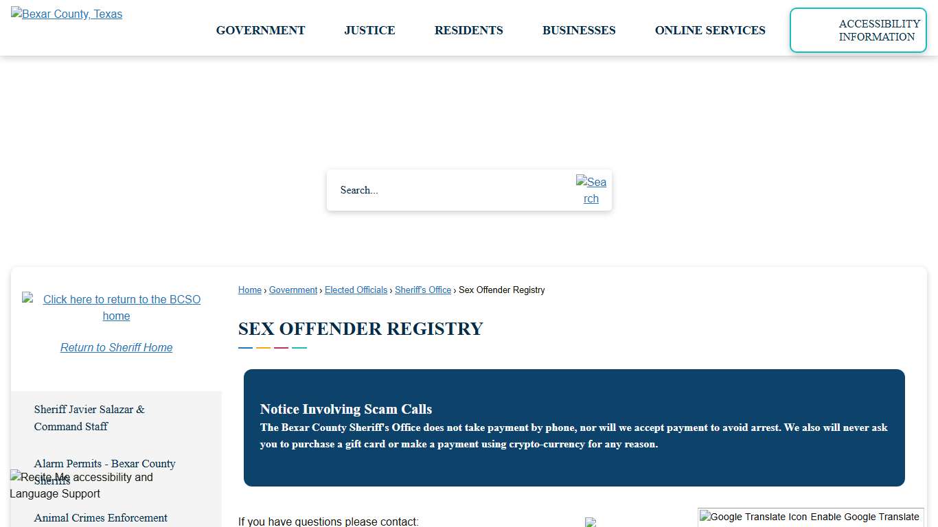 Sex Offender Registry | Bexar County, TX - Official Website