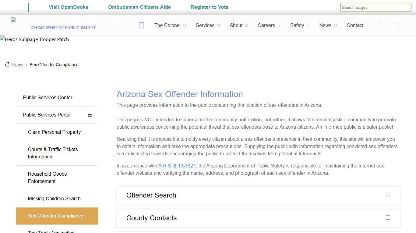 Sex Offender Compliance | Department of Public Safety